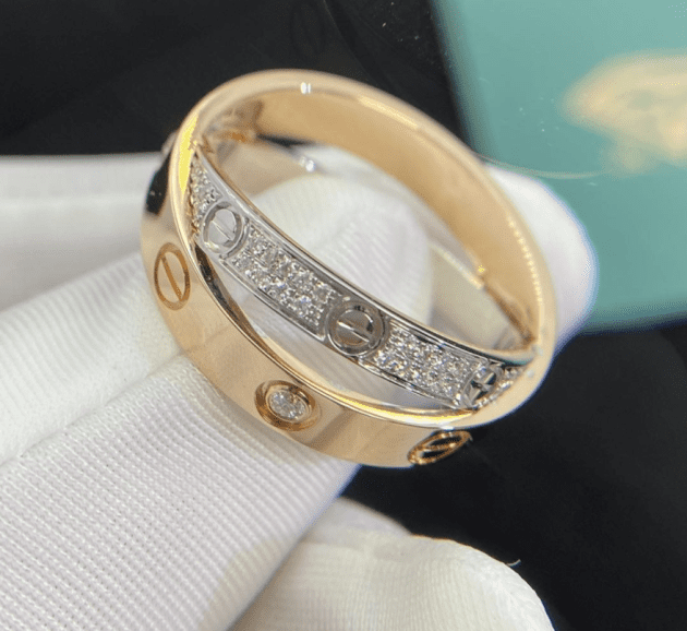 18k gold cartie love ring diamond paved b4094600 6209ac7719da0