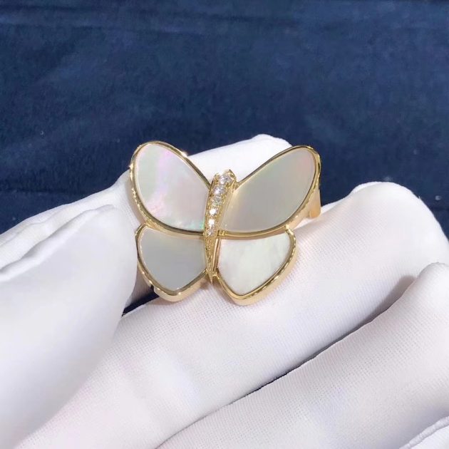 18k gold van cleef arpels mother of pearl diamond butterfly clip brooch vcara64100 62088071ca08f