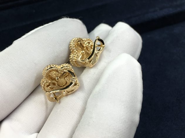 18k guilloche yellow gold vca vintage alhambra earrings vcarp3jl00 62086f30e739d