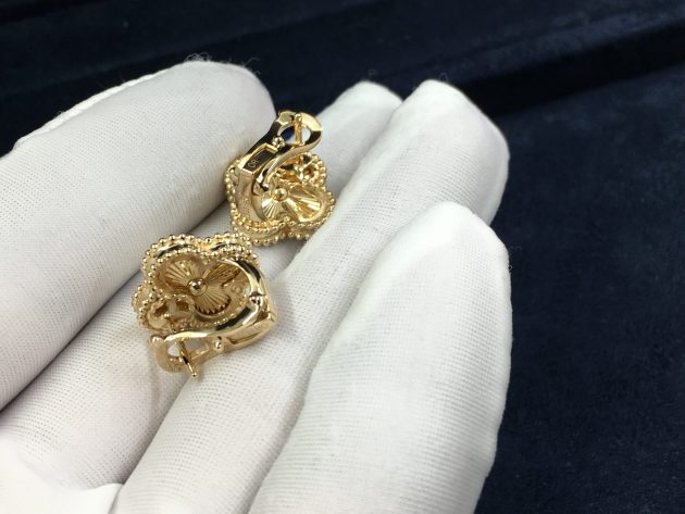 18k guilloche yellow gold vca vintage alhambra earrings vcarp3jl00 62086f37262c4
