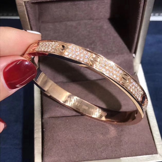 18k pink gold cartier love bracelet 204 diamond paved n6036917 6209c7c33e00c