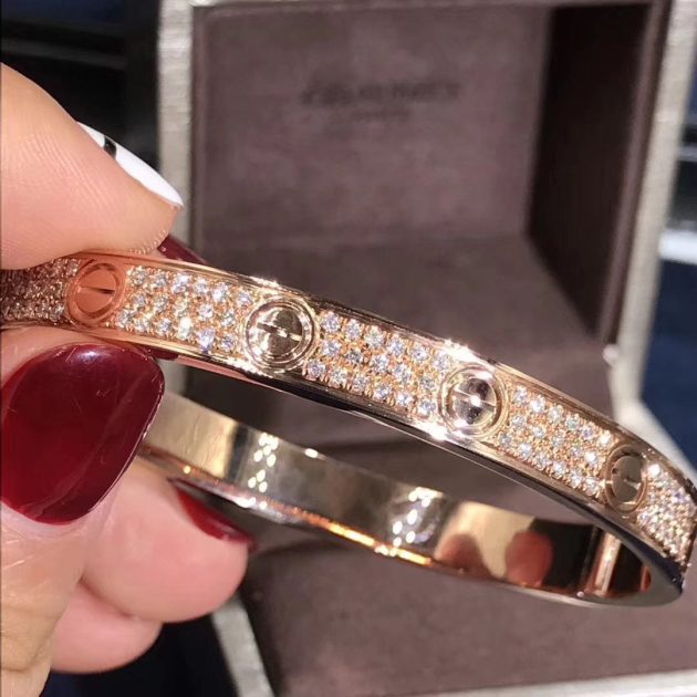 18k pink gold cartier love bracelet 204 diamond paved n6036917 6209c7c6e3ca0