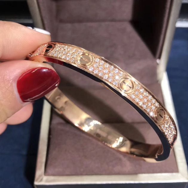 18k pink gold cartier love bracelet 204 diamond paved n6036917 6209c7cb1b5be