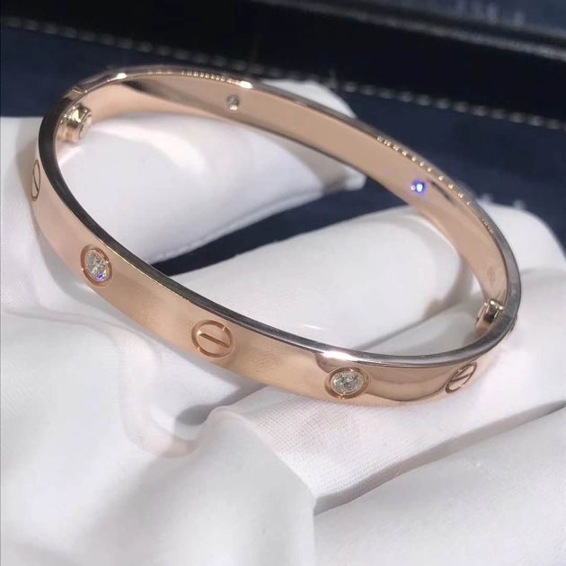 18k pink gold cartier love bracelet 4 diamonds 6209cb4ae261d