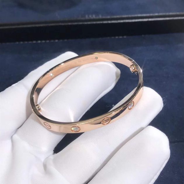 18k pink gold cartier love bracelet 4 diamonds 6209cb5a0850f