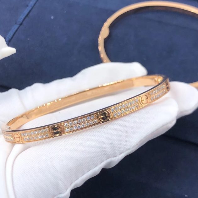 18k pink gold cartier love bracelet pave diamonds small model n6710717 6209c873bb529
