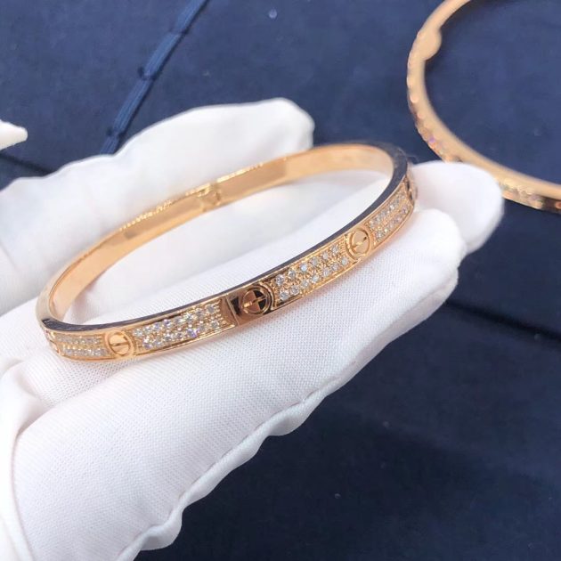 18k pink gold cartier love bracelet pave diamonds small model n6710717 6209c87b349ff