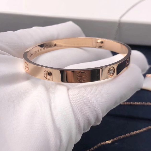 18k pink gold cartier love bracelet with 4 diamonds 6209c7f4ac8dc