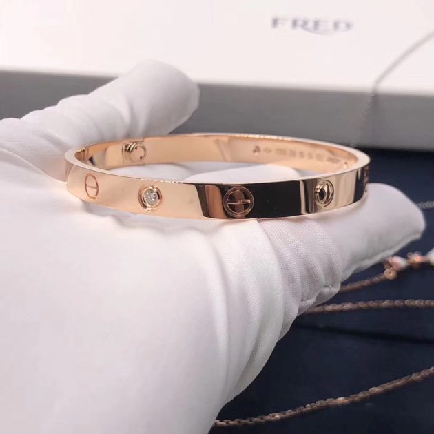 18k pink gold cartier love bracelet with 4 diamonds 6209c7f883ea0