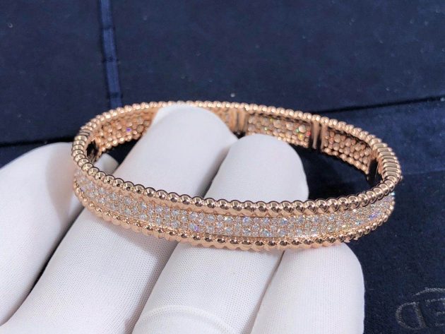 18k pink gold van cleef arpels perlee diamonds bracelet medium model vcarn9wf00 62086b11b7f08