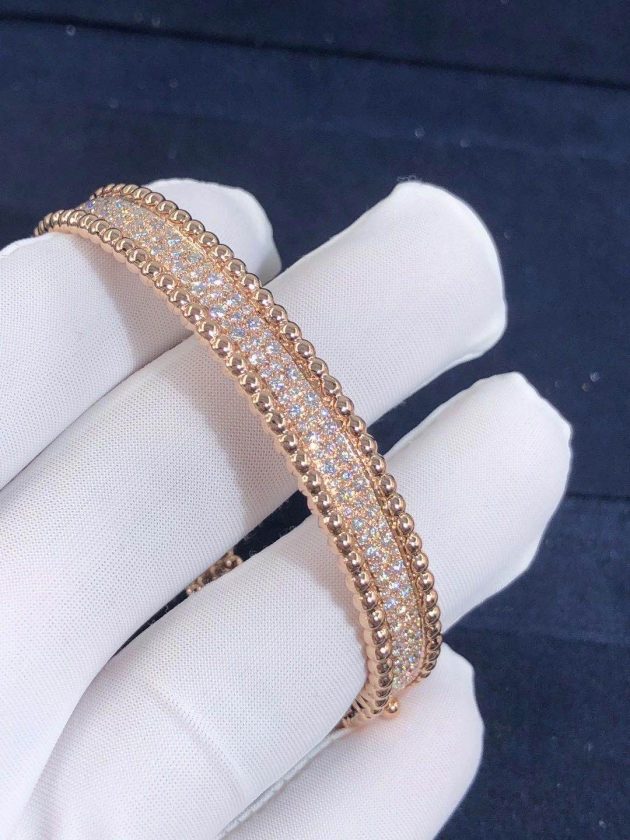 18k pink gold van cleef arpels perlee diamonds bracelet medium model vcarn9wf00 62086b1ab9ba9