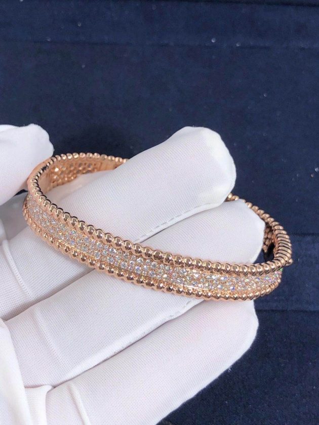 18k pink gold van cleef arpels perlee diamonds bracelet medium model vcarn9wf00 62086b23518d9