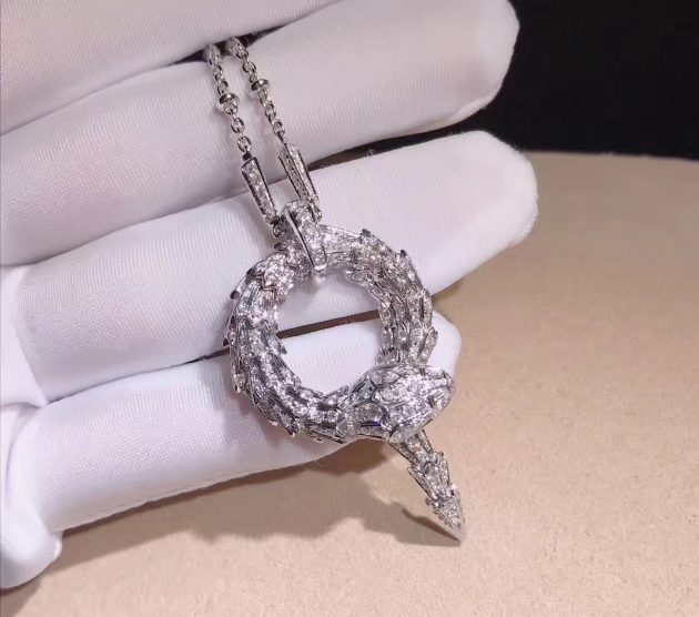 18k white gold bulgari serpenti diamond snake pendant necklace 620a2bd3ca38a