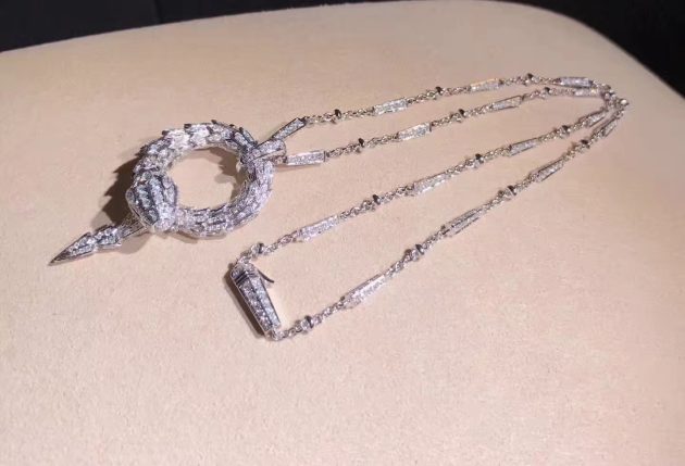 18k white gold bulgari serpenti diamond snake pendant necklace 620a2bde99e70
