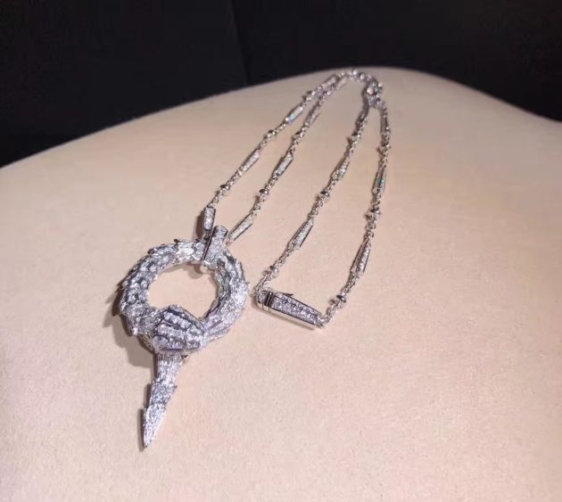 18k white gold bulgari serpenti diamond snake pendant necklace 620a2be39c142