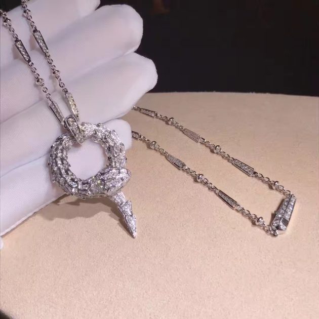 18k white gold bulgari serpenti diamond snake pendant necklace 620a2bef93634