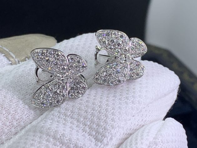 18k white gold van cleef arpels two butterfly diamond earrings 62086ed8a0274