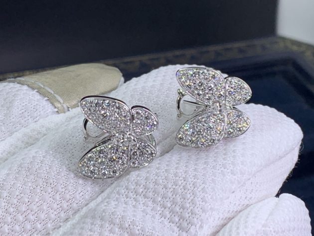 18k white gold van cleef arpels two butterfly diamond earrings 62086eec965c7