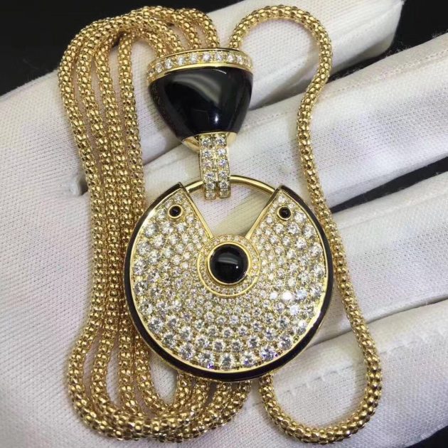 18k yellow gold amulette de cartier diamond bracelet with onyx black lacquer large model 6209d1a53dd37