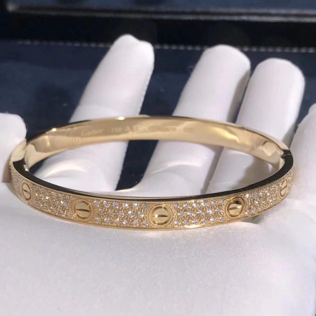 18k yellow gold cartier love bracelet with pave 204 diamonds n6035017 6209b24766847