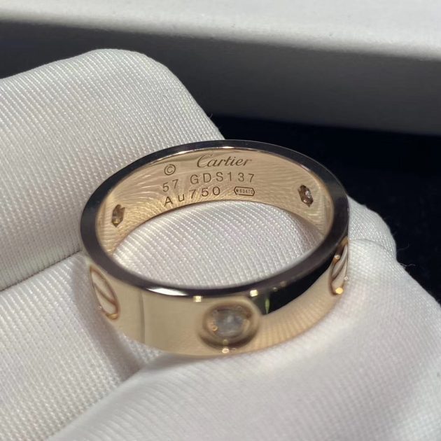 18k yellow gold cartier love ring set with 3 diamonds 6209c82cee0dc