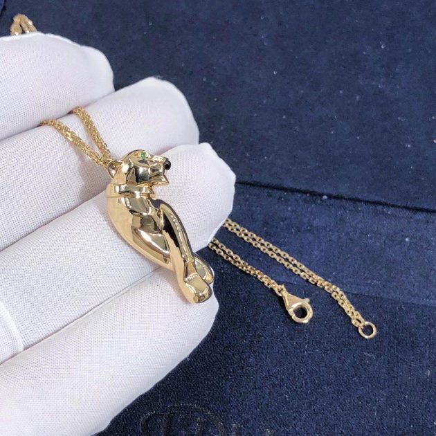 18k yellow gold panthere de cartier pendant necklace tsavorite garnets and