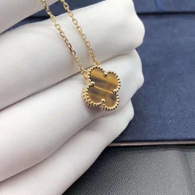 18k yellow gold van cleef arpels tigers eye vintage alhambra pendant necklace 620875134444a