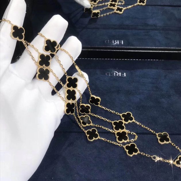 18k yellow gold van cleef arpels vintage alhambra black onyx 20 motifs long necklace vcara43100 62087cab7d03c