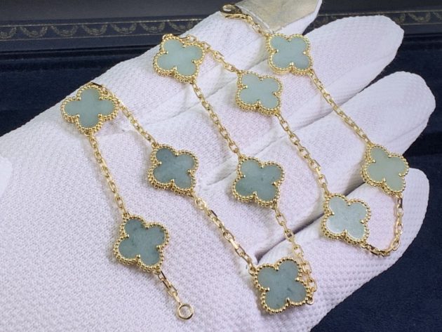 18k yellow gold van cleef arpels vintage alhambra necklace 10 motifs mother of pearl 62087913f415e