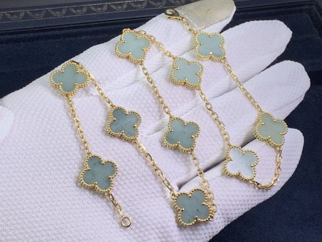 18k yellow gold van cleef arpels vintage alhambra necklace 10 motifs mother of pearl 6208798e688df