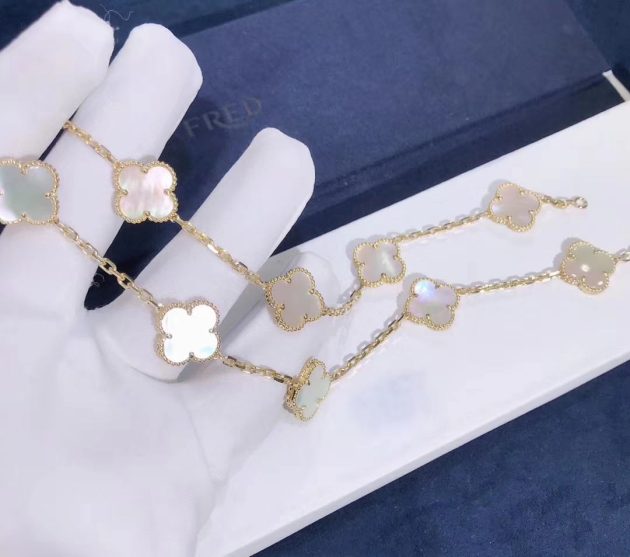 18k yellow gold van cleef arpels vintage alhambra necklace 10 motifs white mother of pearl vcara42800 6207cbd20131a