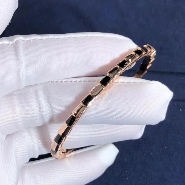 Bulgari Serpenti Viper 18k Rose Gold Bracelet Set With Onyx Elements 1