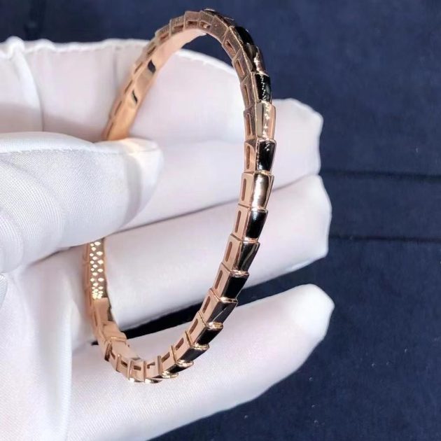 Bulgari Serpenti Viper 18k Rose Gold Bracelet Set With Onyx Elements 2