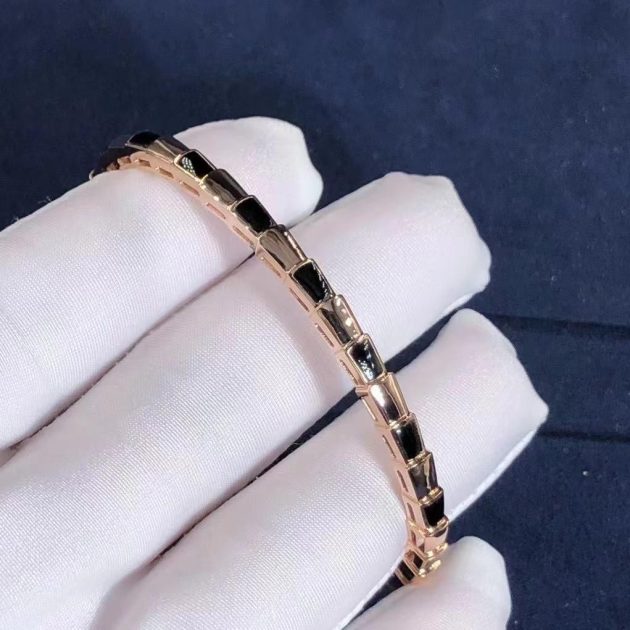 Bulgari Serpenti Viper 18k Rose Gold Bracelet Set With Onyx Elements 6 1