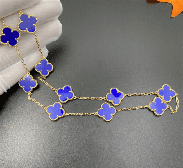 Van-Cleef-Arpels-Vintage-Alhambra-10-Motif-Lapis-Lazuli-18k-Yellow-Gold-Necklace-VCARP34800-