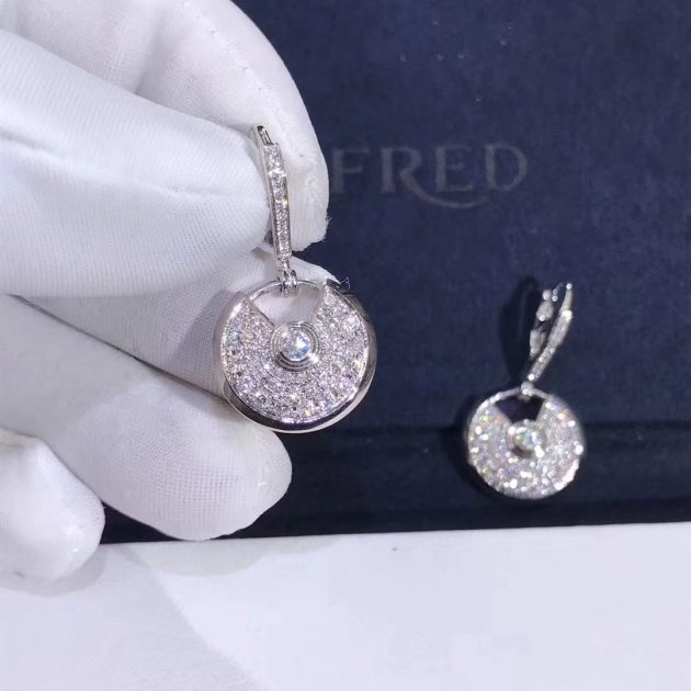 amulette de cartier 18ct white gold and pave diamond earrings 6209c56402866