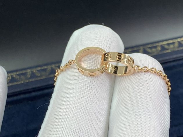 authentic cartier 18k rose gold love 2 hoops gold chain bracelet b6027000 6209c1ff632fb