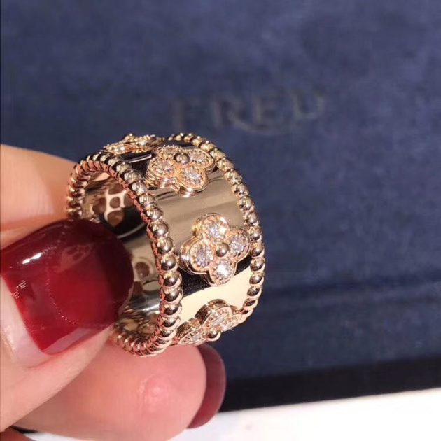 authentic van cleef arpels perlee clovers ring pink gold diamond 62087ebb7d349