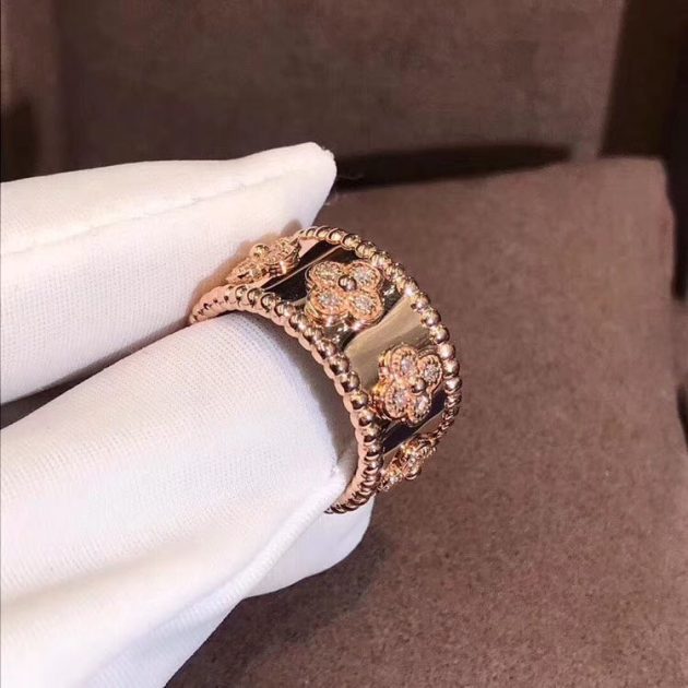 authentic van cleef arpels perlee clovers ring pink gold diamond 62087ebe99420