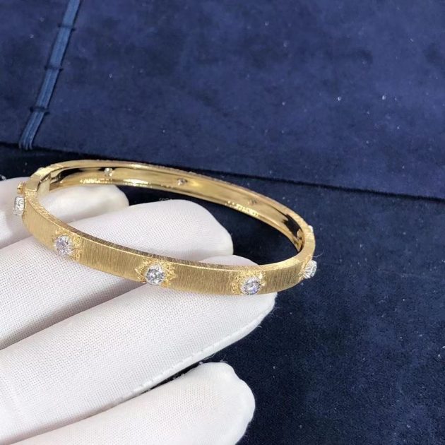 buccellati macri classica bangle bracelet in yellow gold with white gold bezels set with diamonds 620aea6619901