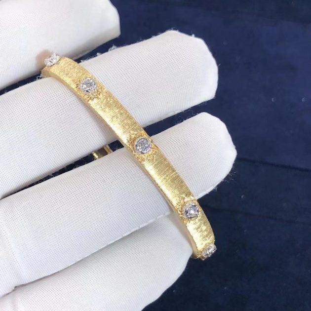 buccellati macri classica bangle bracelet in yellow gold with white gold bezels set with diamonds 620aea6c6d0ce