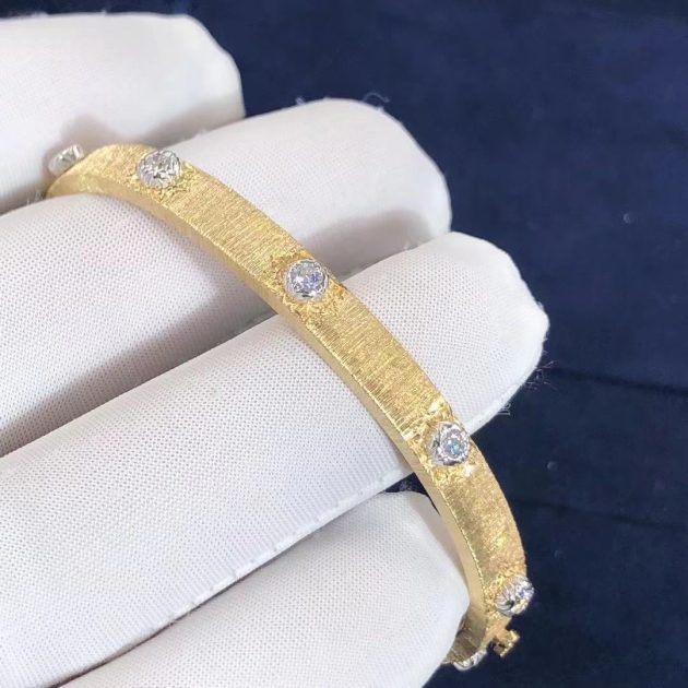 buccellati macri classica bangle bracelet in yellow gold with white gold bezels set with diamonds 620aea73556bc