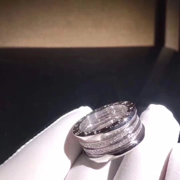 bulgari b zero1 4 band ring 18k white gold set with pave diamonds on the spiral an850556 620a37152c335