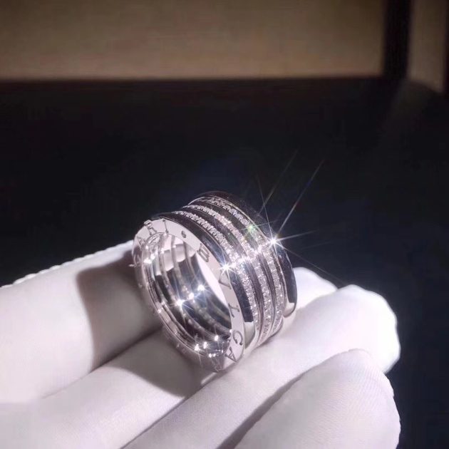 bulgari b zero1 4 band ring 18k white gold set with pave diamonds on the spiral an850556 620a371960efe
