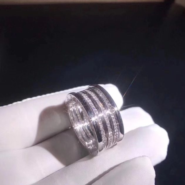 bulgari b zero1 4 band ring 18k white gold set with pave diamonds on the spiral an850556 620a371feb8c7
