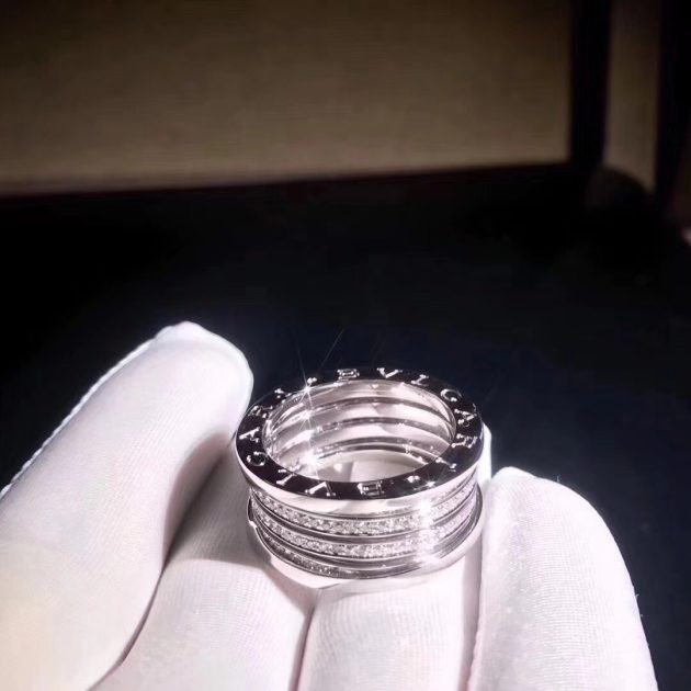 bulgari b zero1 4 band ring 18k white gold set with pave diamonds on the spiral an850556 620a372439bbc
