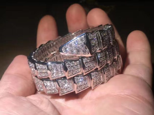 bulgari bvlgari serpenti 2 coil bracelet 18k white gold set full pave diamonds 620a299887d3f