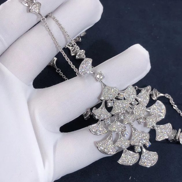 bulgari divas dream necklace 18k white gold pave full diamonds 620a32c5afd23