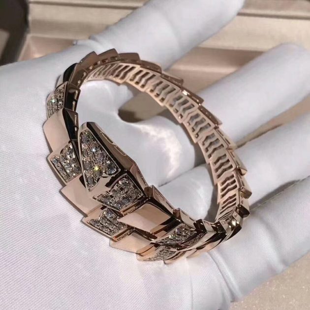 bulgari serpenti demi pave diamond one coil bracelet in 18kt rose gold br855312 620a288cb9d32