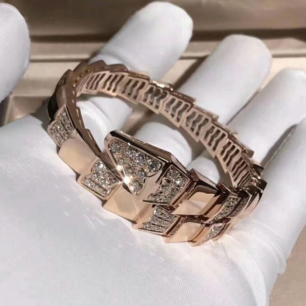 bulgari serpenti demi pave diamond one coil bracelet in 18kt rose gold br855312 620a2890ef3b8